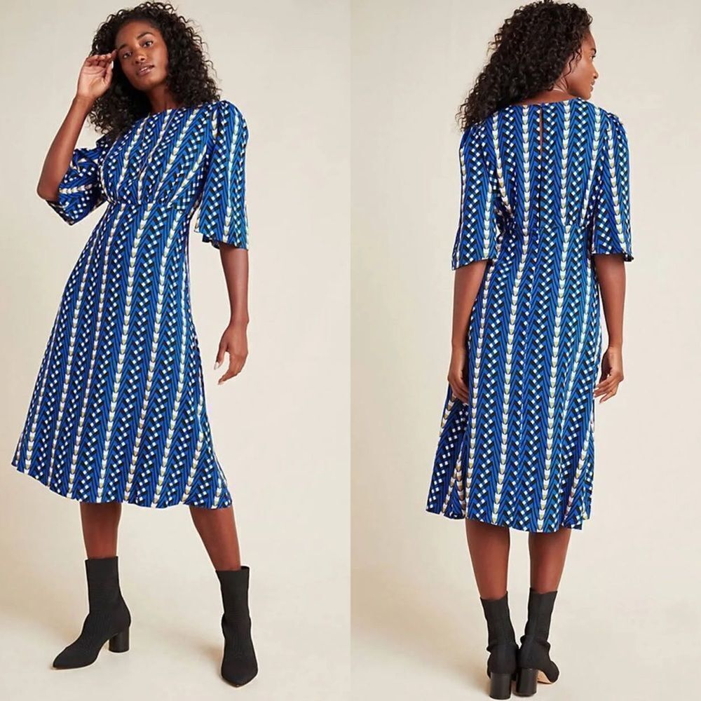 Anthropologie The Odell’s Marjorie Geo Midi Dress Size Small NWT